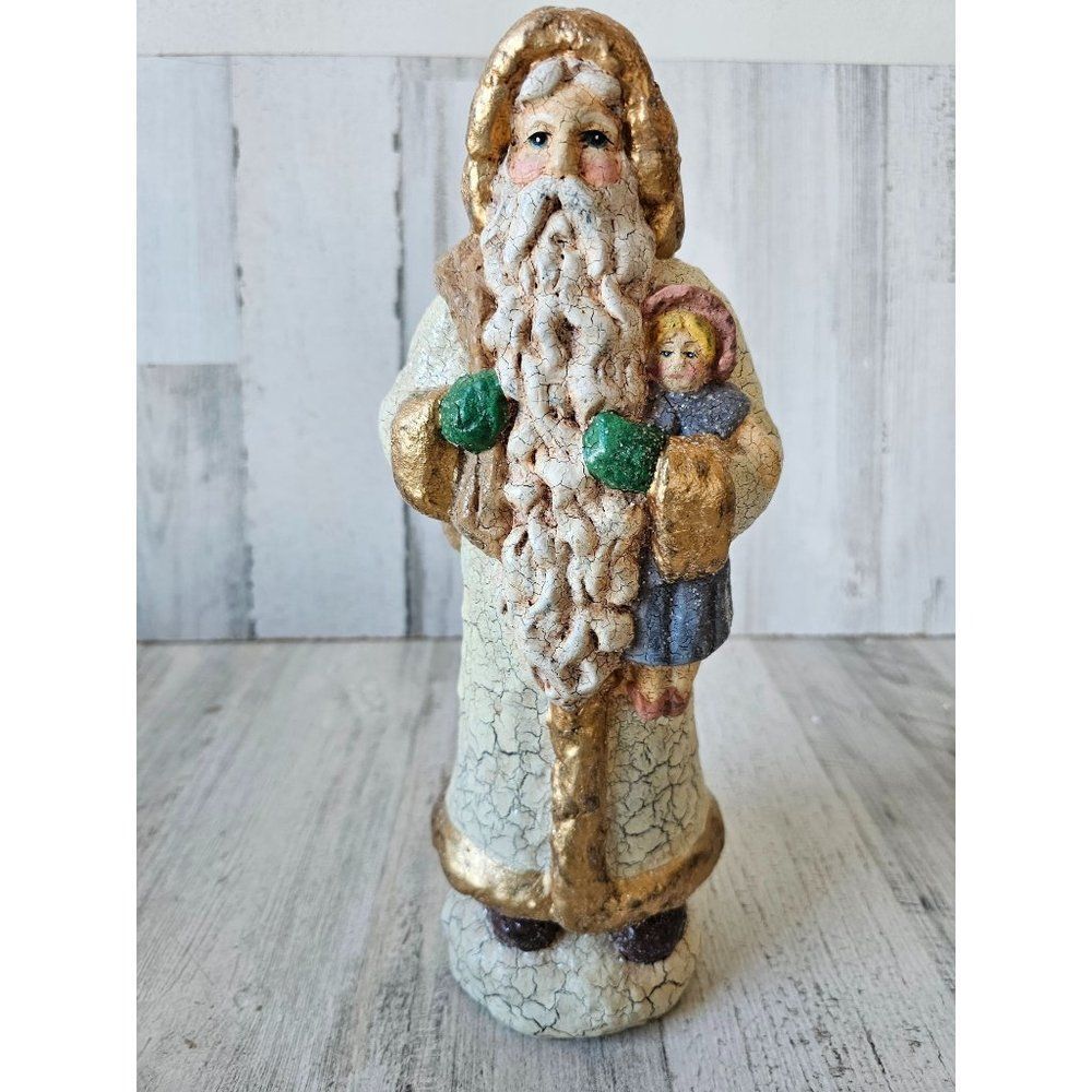 Midwest cannon falls shabby chic Santa crackled toys glitter decor large 12" Xma